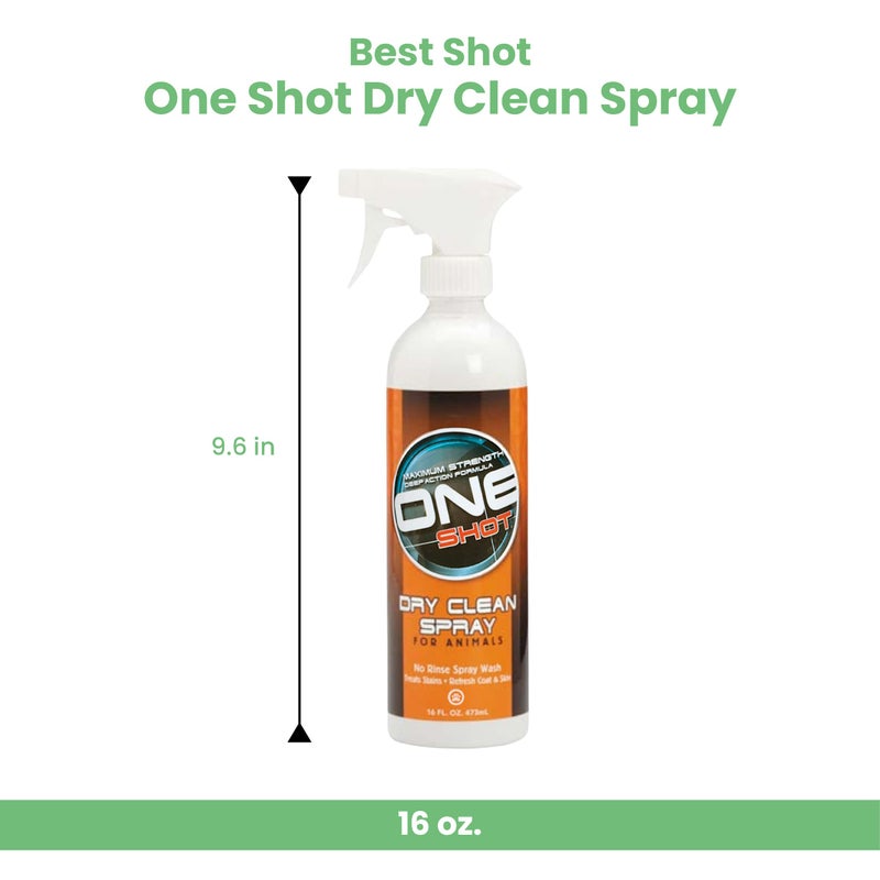Best Shot One Shot Dry Clean Spray, Alcohol-Free Formula, Waterless Shampoo Spray for Pets, Safe for Dogs, Cats, and Horses, 16 Oz. - Image 2